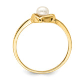 14K Madi K 3-4mm White Button Freshwater Cultured Pearl Heart Ring